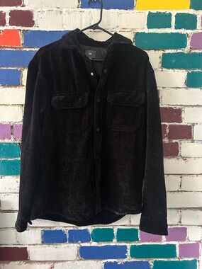 H&M Black Velvet Shirt Jacket